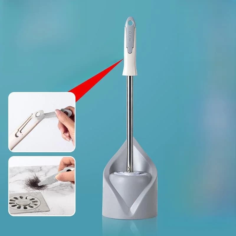 Set Spazzola per WC a Manico Lungo da Parete, Strumento per la Pulizia del Bagno Domestico, Senza Angoli Morti, Spazzola per WC in Plastica Resistente