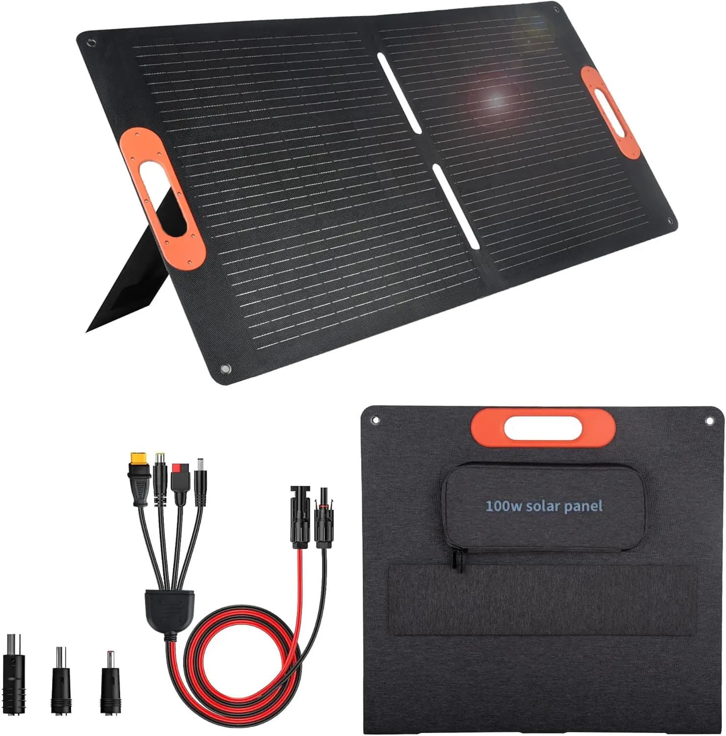 Pannello Solare Portatile da 100W per Power Station, Caricatore Solare Pieghevole da 100 Watt con Uscita MC4, Alta Efficienza del 23,5% per Esterni