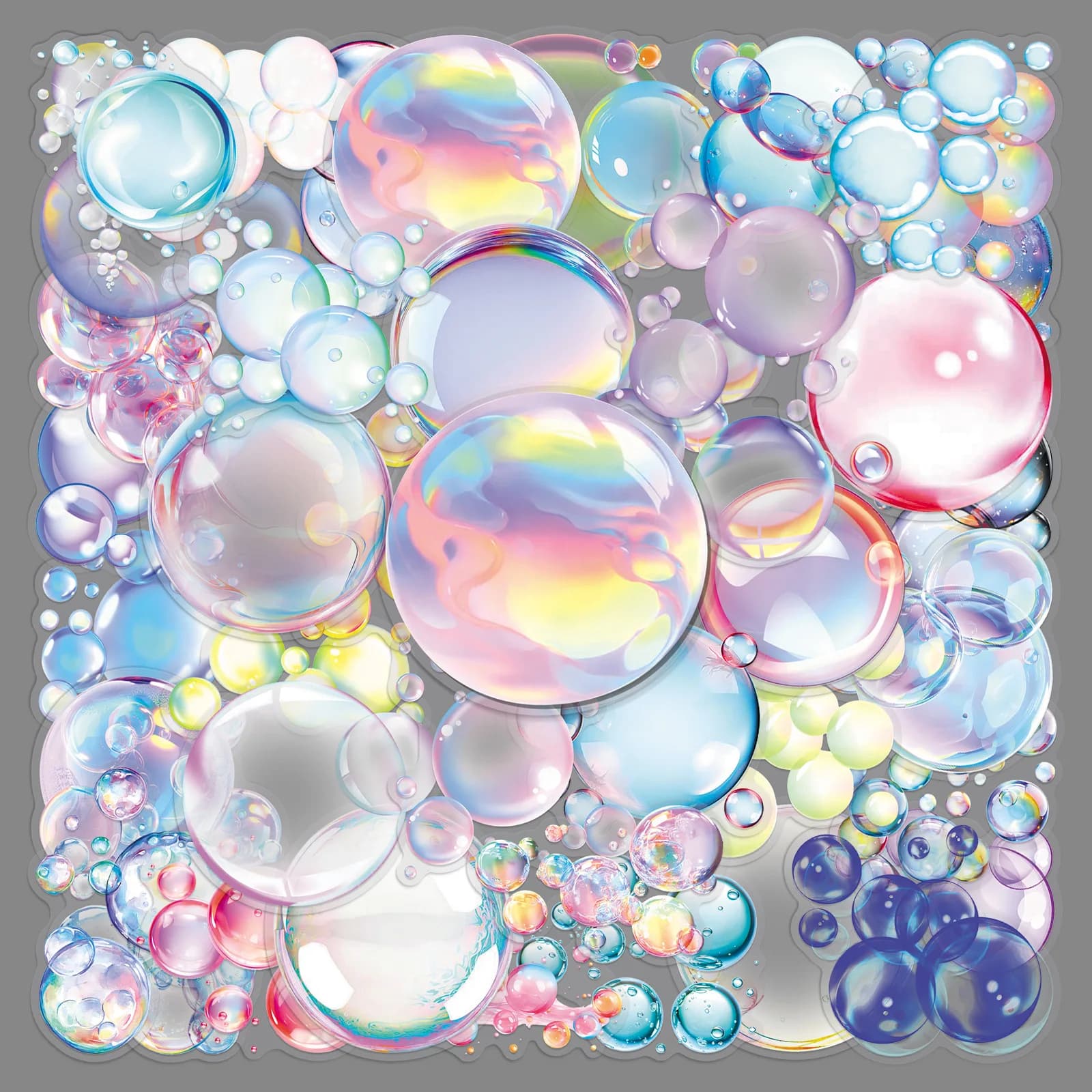 50pcs Dreamy Bubble Colorful Little Fresh Stickers Transparent PET Stickers for Phone Laptop Notebook Suitcase