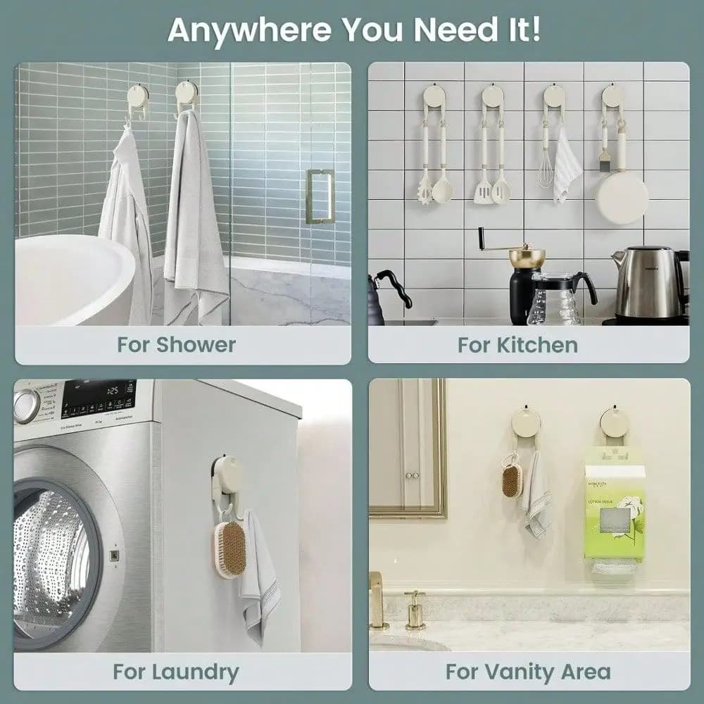 Ganci a ventosa per doccia, bagno, cucina, appendiabiti resistenti per ghirlande da porta, accappatoi, spugne, asciugamani, utensili, rimovibili