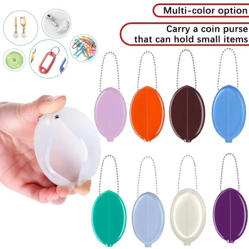 Multicolor Small Oval Coin Purse Earphone Storage Bag With Keychain Portable Travel Small Wallet Daily Carrying