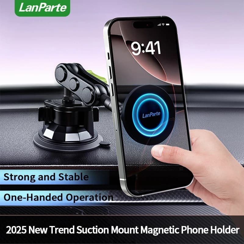 Lanparte Strong Magnetic Smartphone Holder Suction Cup Mount Car Dashboard Metal Mobile Phone Mount