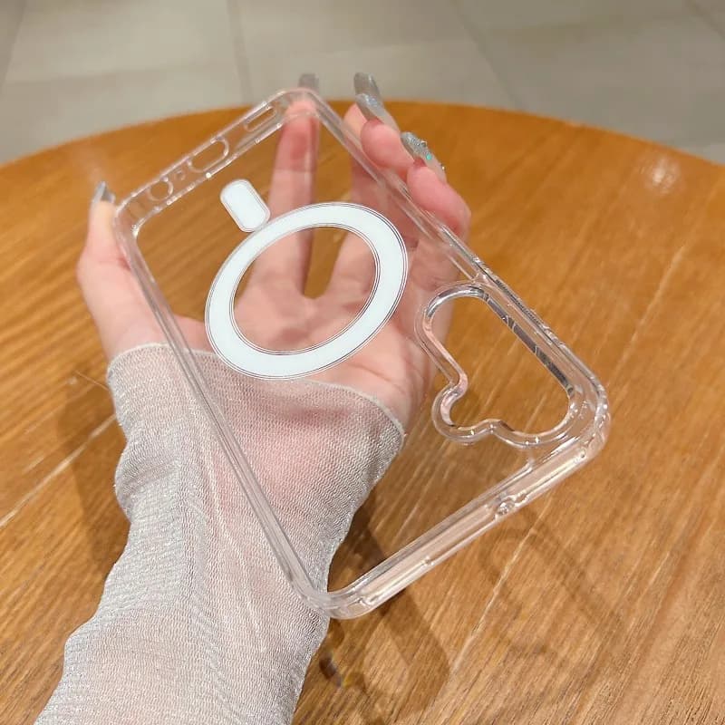 Fashionable Transparent Magnetic Magsafe Wireless Charging Case for Anti-Grace Guards Samsung Galaxy S25 S24 S23 S22 S21 S20 Plus FE Ultra