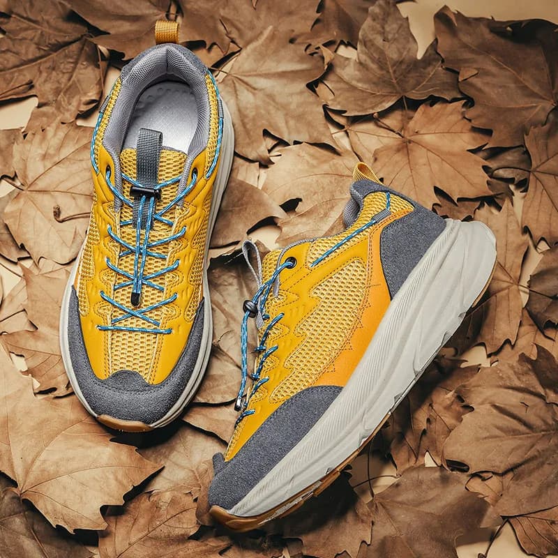 Men Breathable Hiking Shoes Platform Trekking Sneakers Anti Slip Running Shoes Wear-resistant Camping Mountaineering Footwear