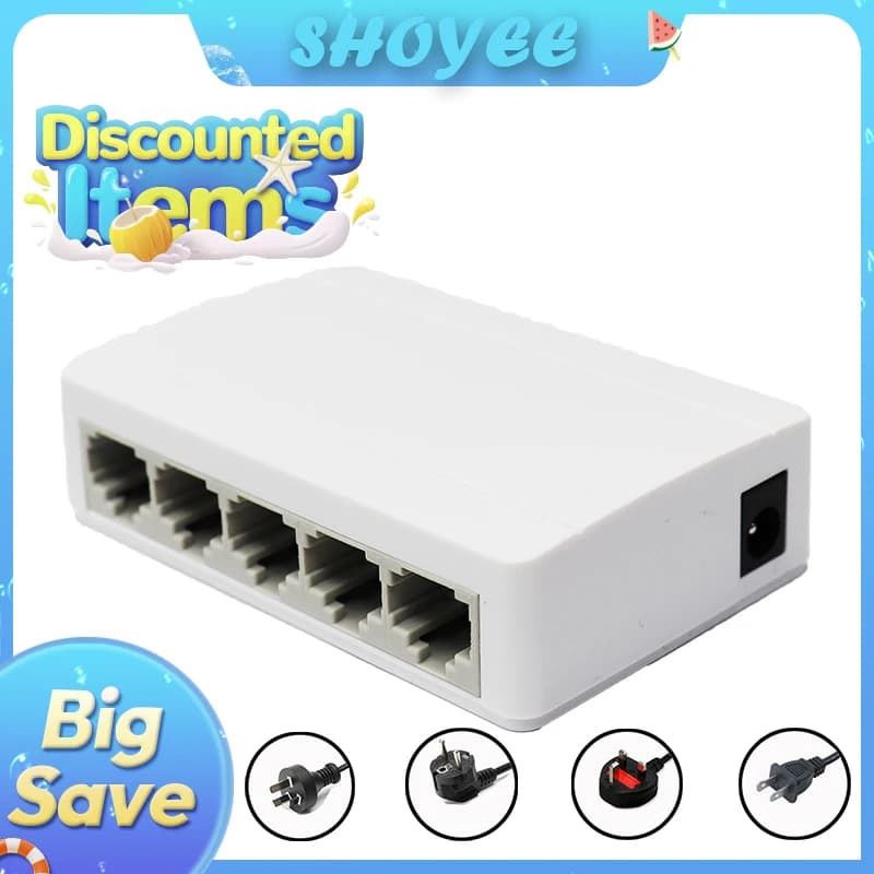 Switch Gigabit Ethernet a 5 porte Switch di rete desktop 10/100/1000Mbps, Plug & Play, MDI/MDIX automatico, hub LAN RJ45 per ufficio domestico
