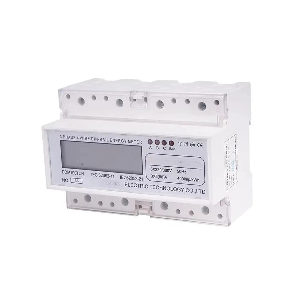 Contatore di Energia Trifase DDM100TC Bidirezionale con Comunicazione Rs485 Modbus per Importazione ed Esportazione, Uso Domestico e Pannelli Solari