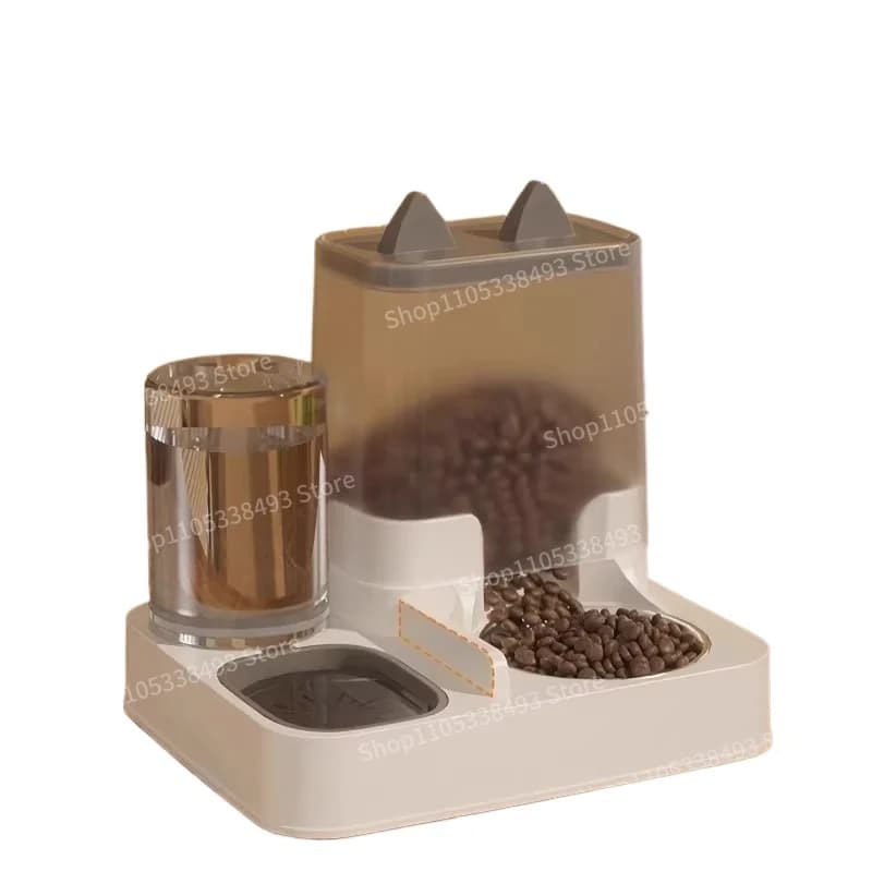 For Household Stainless Steel Cat Food Basin Cat Food Automatic Feeder Drinking Water Integrated Cat Basin Pet Double Bowl