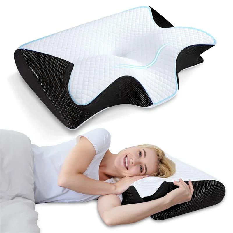 Cuscino cervicale in memory foam 1PC 2 in 1 Cuscino ortopedico ergonomico per il dolore al collo Cuscini di supporto sagomati Cuscino per il collo