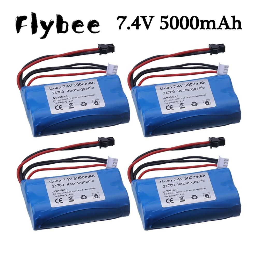 (Spina SM) 7.4V 5000mAH 21700 Batteria agli ioni di litio per RC Elicottero Auto Serbatoi Treno Barche Pistole parti Giocattoli 2S 7.4V batteria All'ingrosso