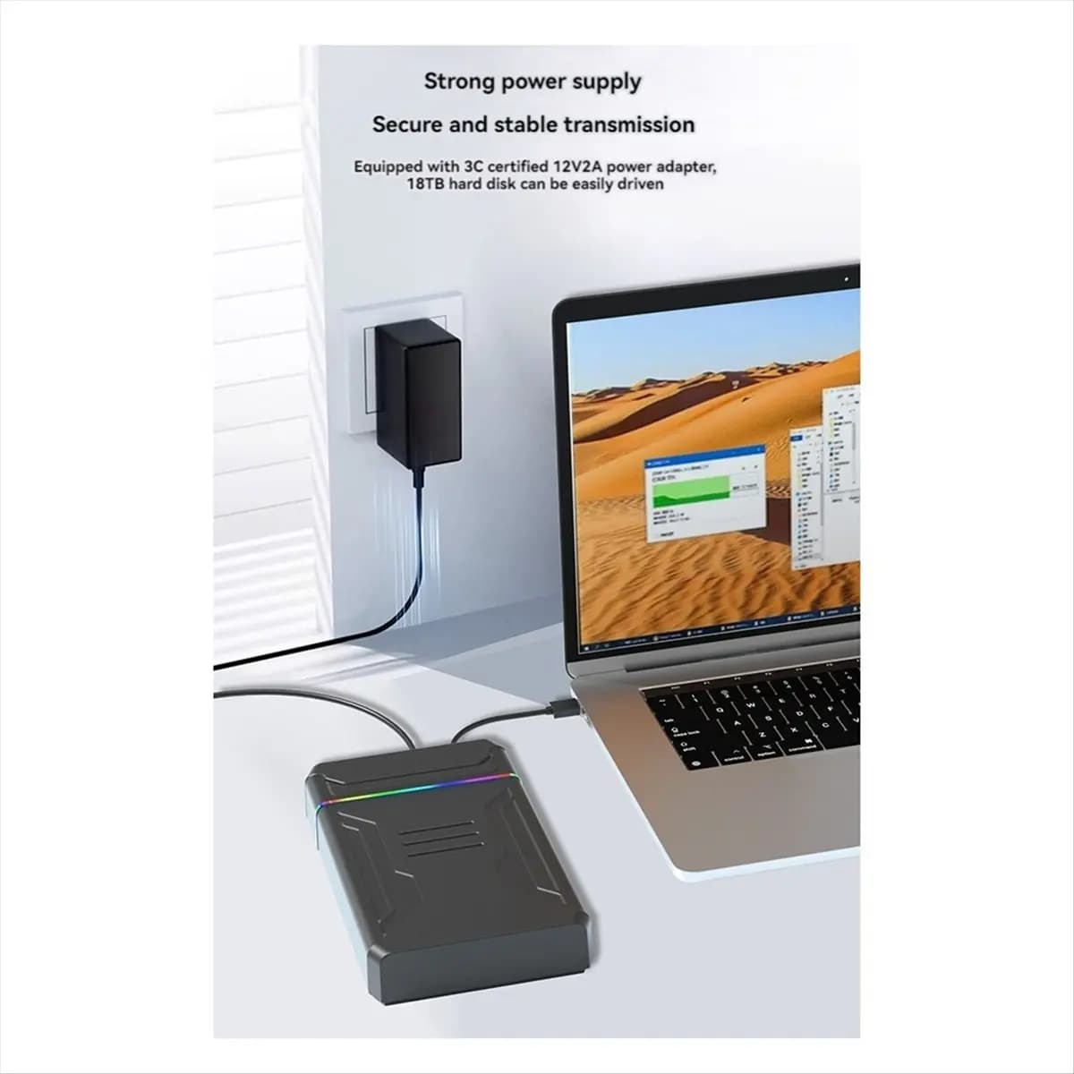 doyou Hard Disk Enclosure SATA to Type C Hard Drive Box with Led External HDD for 2.5 3.5 Inch Hard Disk Up to 6Gbps EU Plug