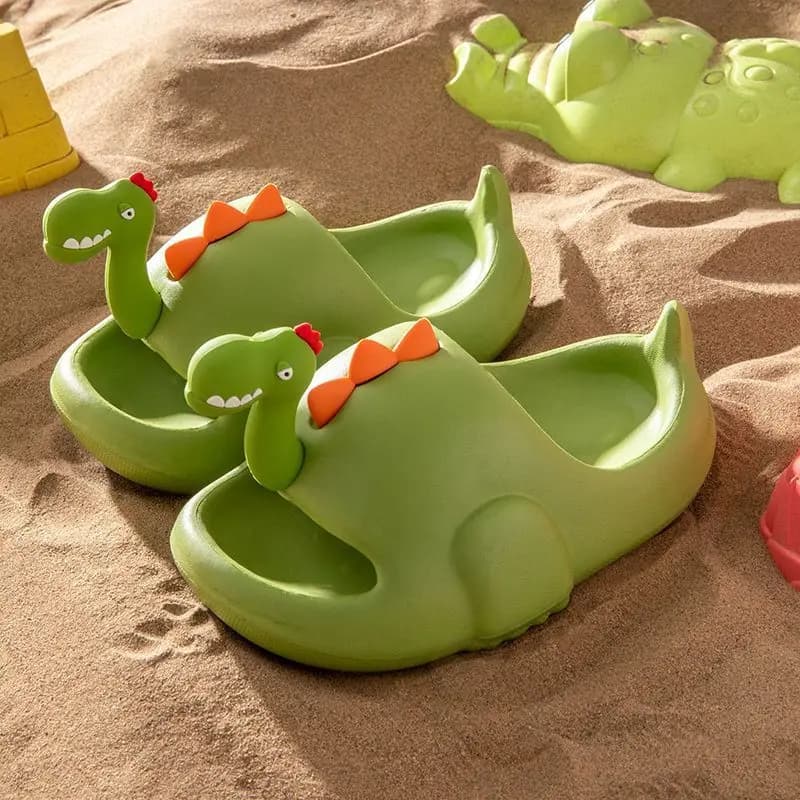 Women Dinosaur Slippers Summer Outdoor Indoor Shoes Soft Sole Non Slip Funny Slides Parent Children Home Floor Footwear