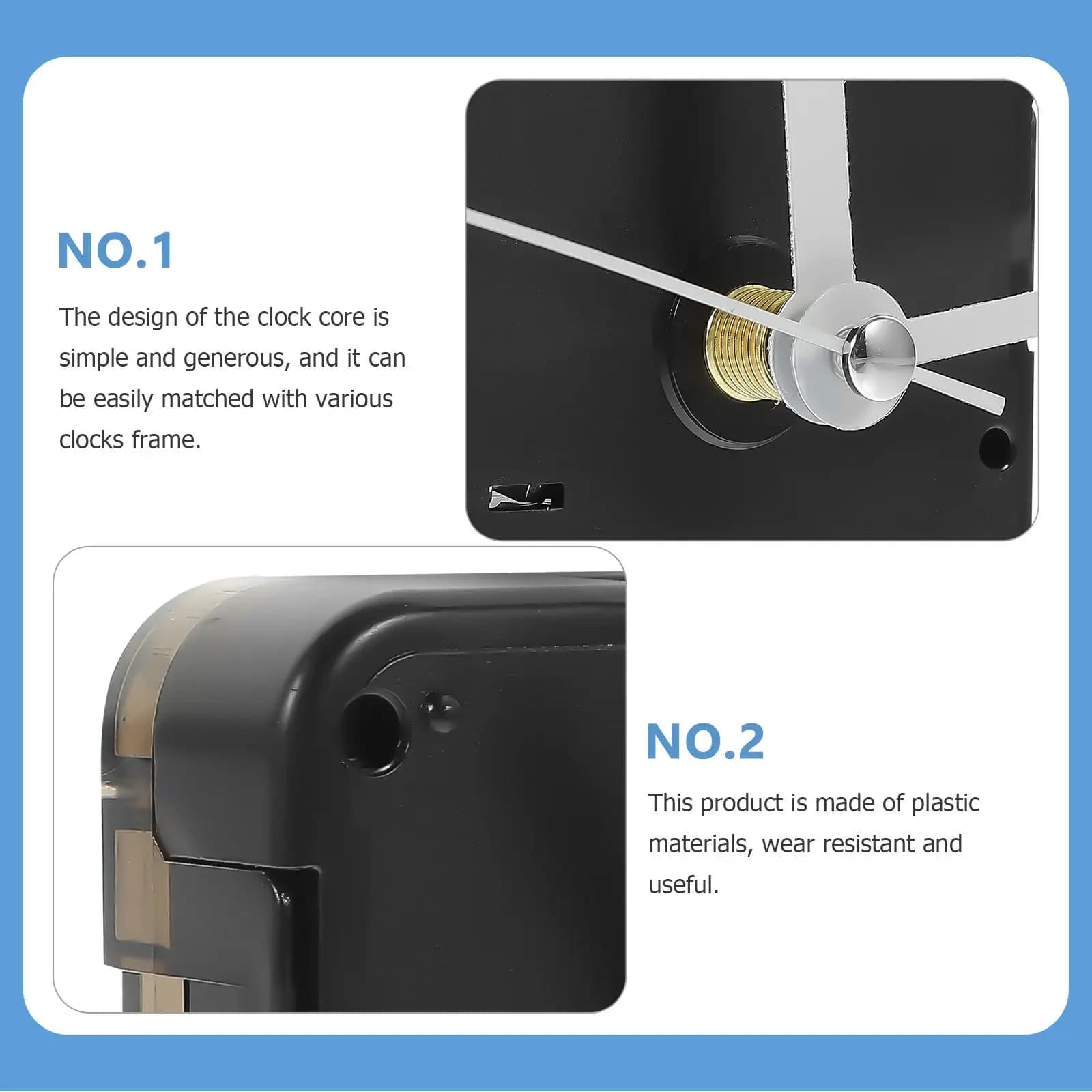 1Set Simple Elegant Clock Movement Set Quartz Battery Powered Silent Mechanism for Cross Stitch Embroidery Craft Clocks Wall