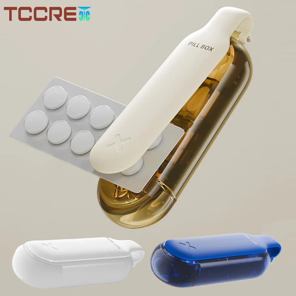 Dispenser of daily pills Travel medicines 4 compartments without BPA with sliding opening 4 times daily vitamin supplements