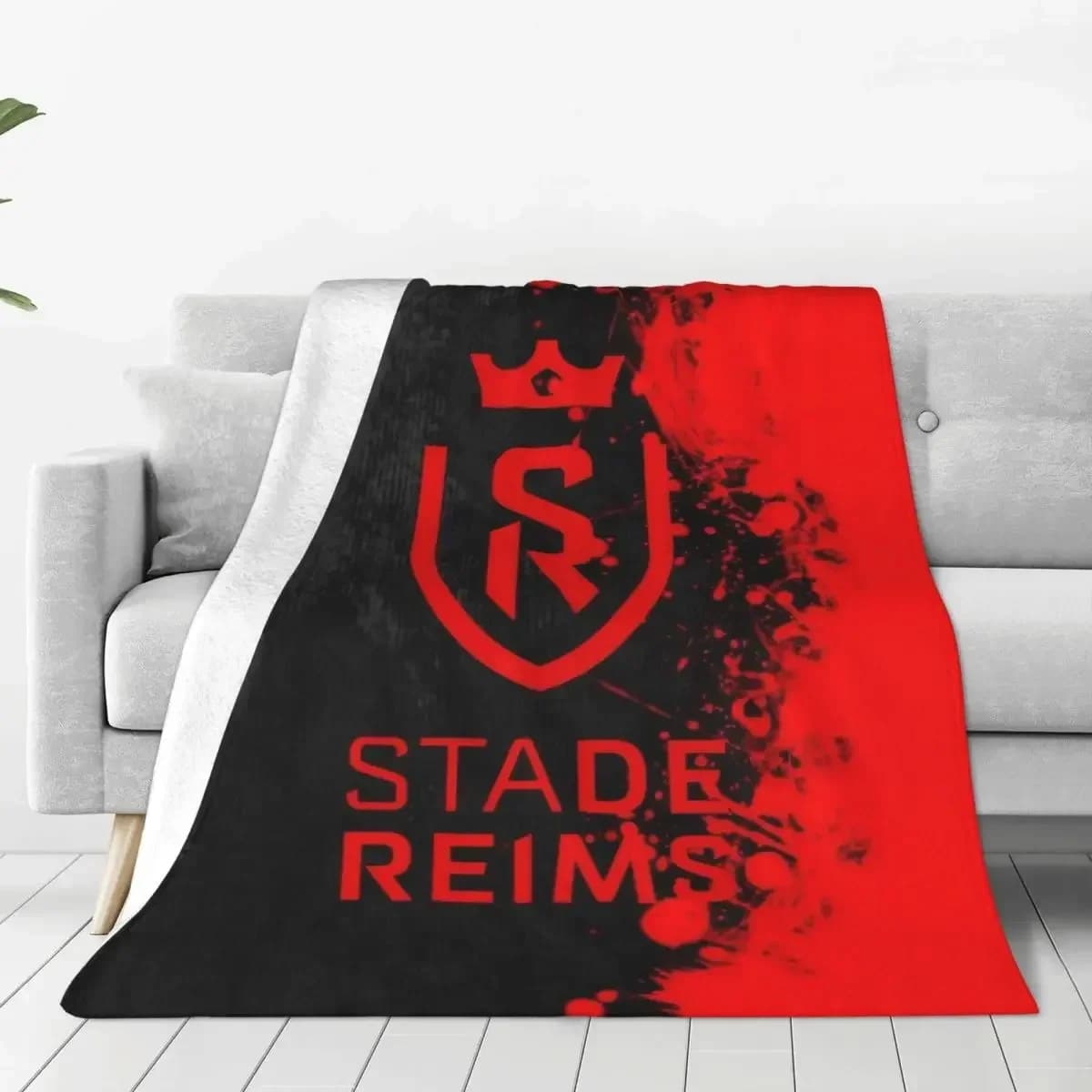 Coperta in Velluto Stade Reims, Morbido Plaid per Casa, Divano e Letto