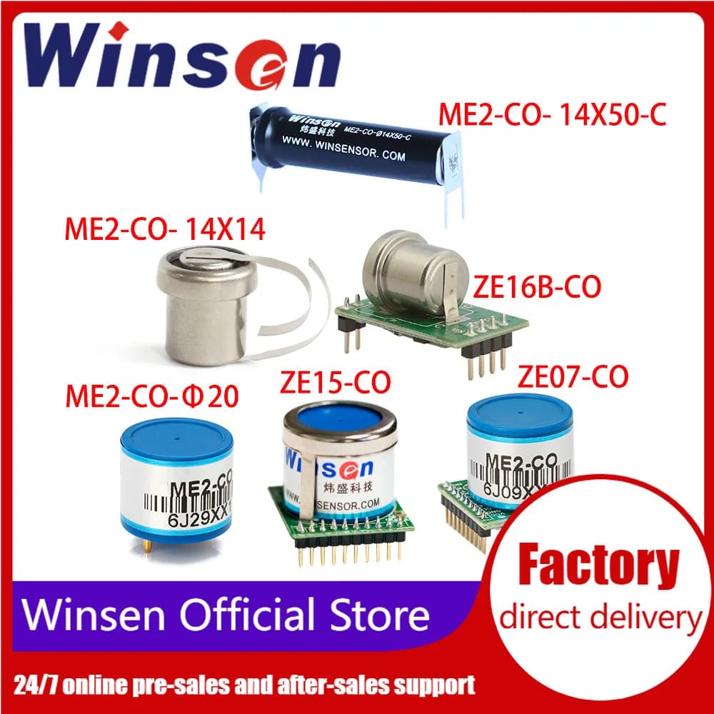 2 pezzi Winsen ME2-CO/ZE07-CO/ZE15-CO/ZE16B-CO/ZE19-CO sensore di monossido di carbonio/modulo CO gamma di 0-1000ppm, risoluzione 0.1-1ppm