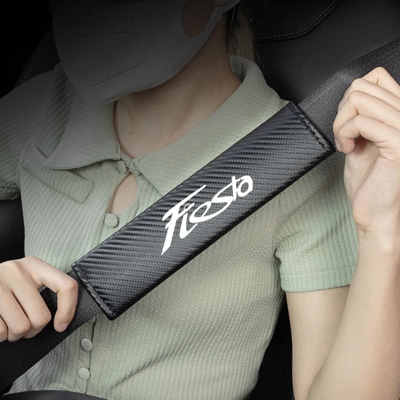 2 pcs carbon fiber safety belt for car protection for shoulder cover safety belt ornament for Ford Fiesta MK8 MK7 interior car accessories