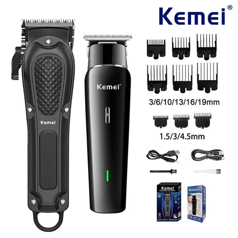 Kemei Electric Hair Clipper Set UBS Rechargeable Beard Trimmer Men Powerful Electric Hair Clipper Trimming Tool KM-1071,1115,Kit