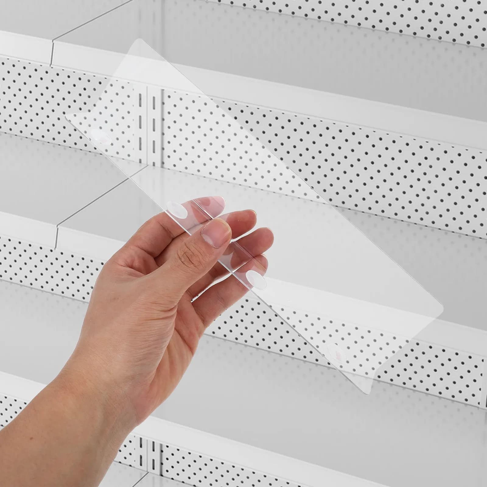 8Pcs Smooth Edge Acrylic Shelf Dividers Clear Closet Organizer Adjustable for Wardrobe Dresser Bookcase Kitchen Cabinet 25Cm