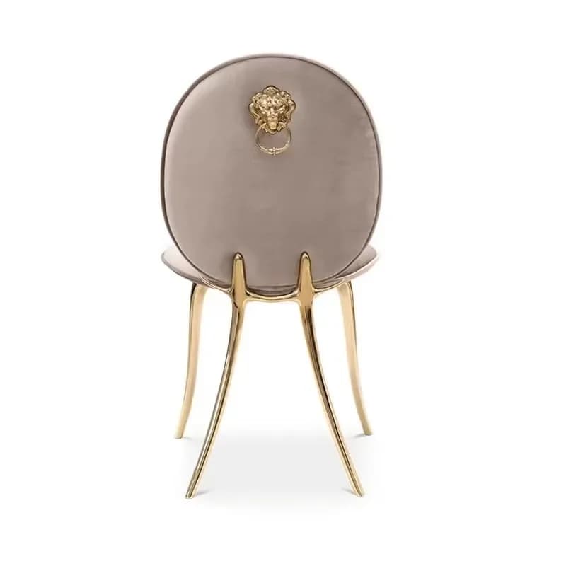 -Mobili Sedia da pranzo in tessuto dal design italiano di lusso Gamba in metallo Sedile in spugna Sedia singola per il tempo libero per il soggiorno di casa