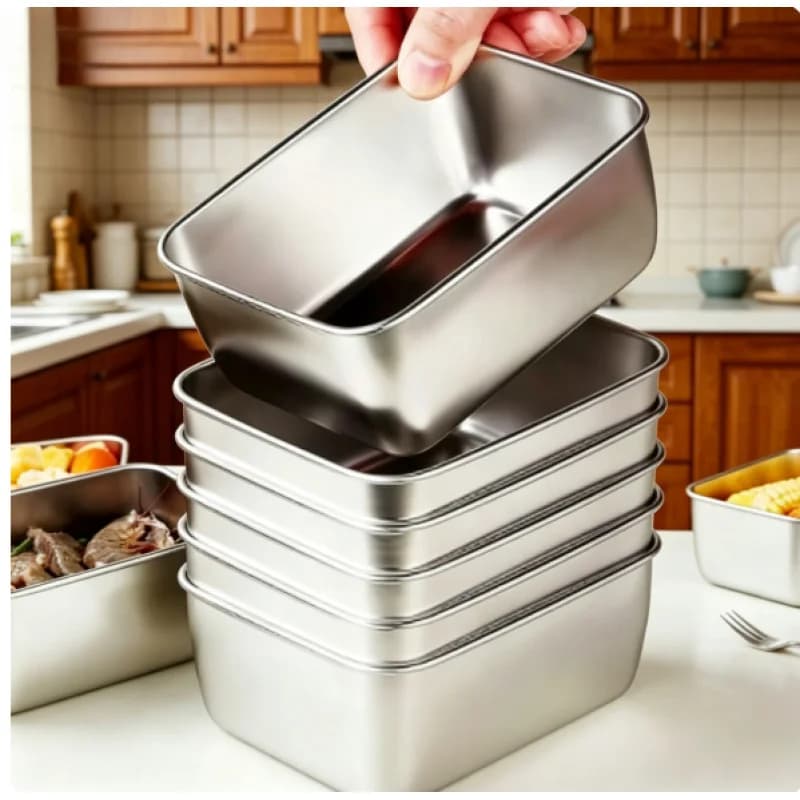 Leakproof Stackable Stainless Steel Food Container Set 6 Pack, Reusable Airtight Lunch Storage Box for Outdoor School Picnic