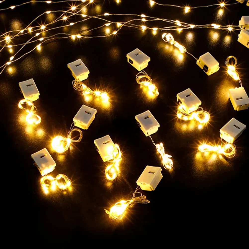 Luci a corda a filo di rame a LED AG13 Luce fata a batteria Ghirlanda impermeabile per esterni Decorazione di nozze di Natale fai-da-te