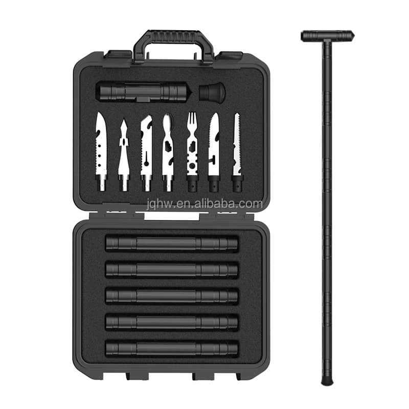 Set of multifunctional tools for outdoor camping trekking poles