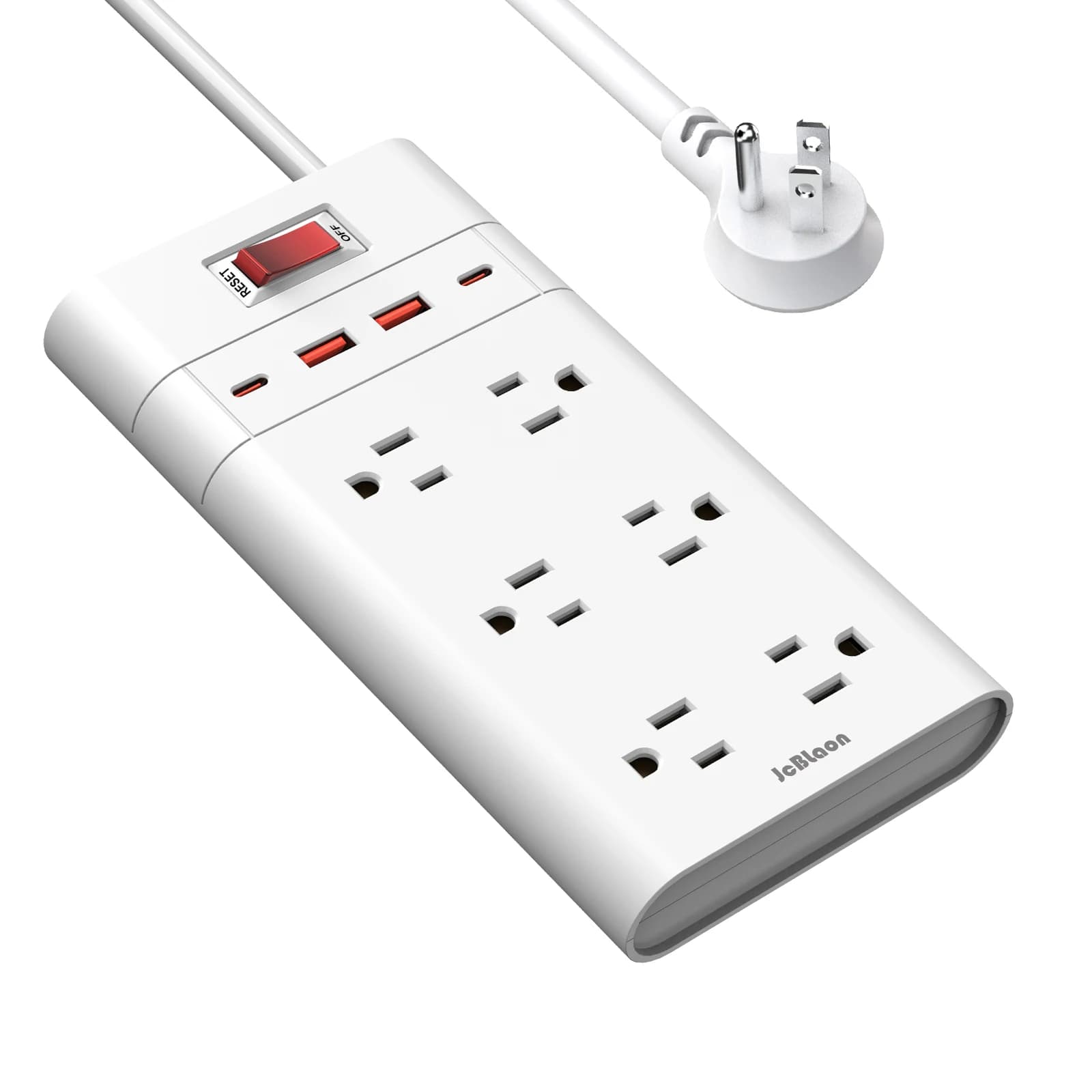 Protezione contro le sovratensioni per ciabatta con spina americana con 6 prese CA 4 porte USB (2 USB C), cavo di prolunga da 5 piedi, filtro di rete per presa a muro