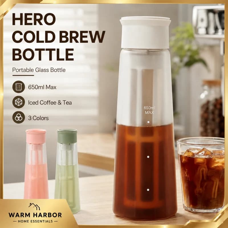 Hero Fanjing Glass Cold Brew Coffee Maker Large Capacity Portable Pitcher Bottle For Home Cafe Coffee Tea Brewer Ice Drip Pot