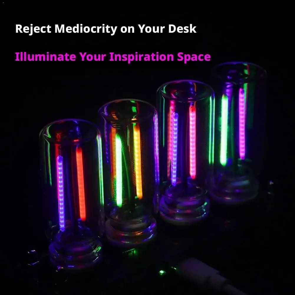 USB Glass Atmosphere Light Mini Dual Color Filament Ambient Lamp Retro Bottle Decor Light For PC Desk Car Interior Gaming Room