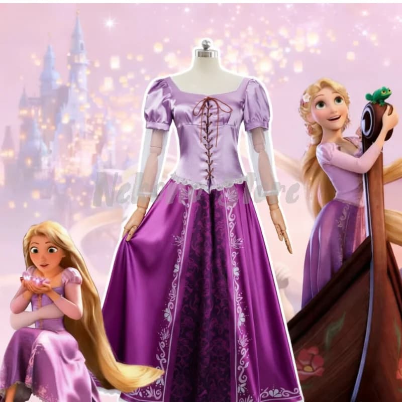 Costume cosplay da principessa Rapunzel per ragazze e donne, gonna, vestito, fantasia, Halloween, carnevale, festa, ruolo, abito da cartone animato