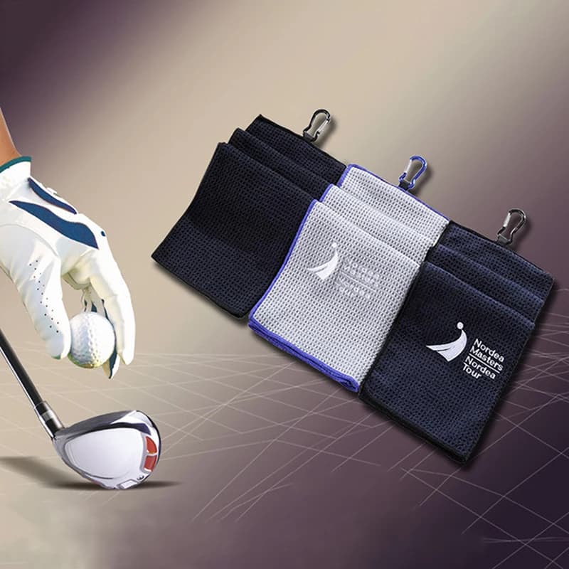 30x50cm Microfiber Golf Towel with Hook Set Golf Lover Accessories Portable Cleaning Towel for Golf Balls Clubs