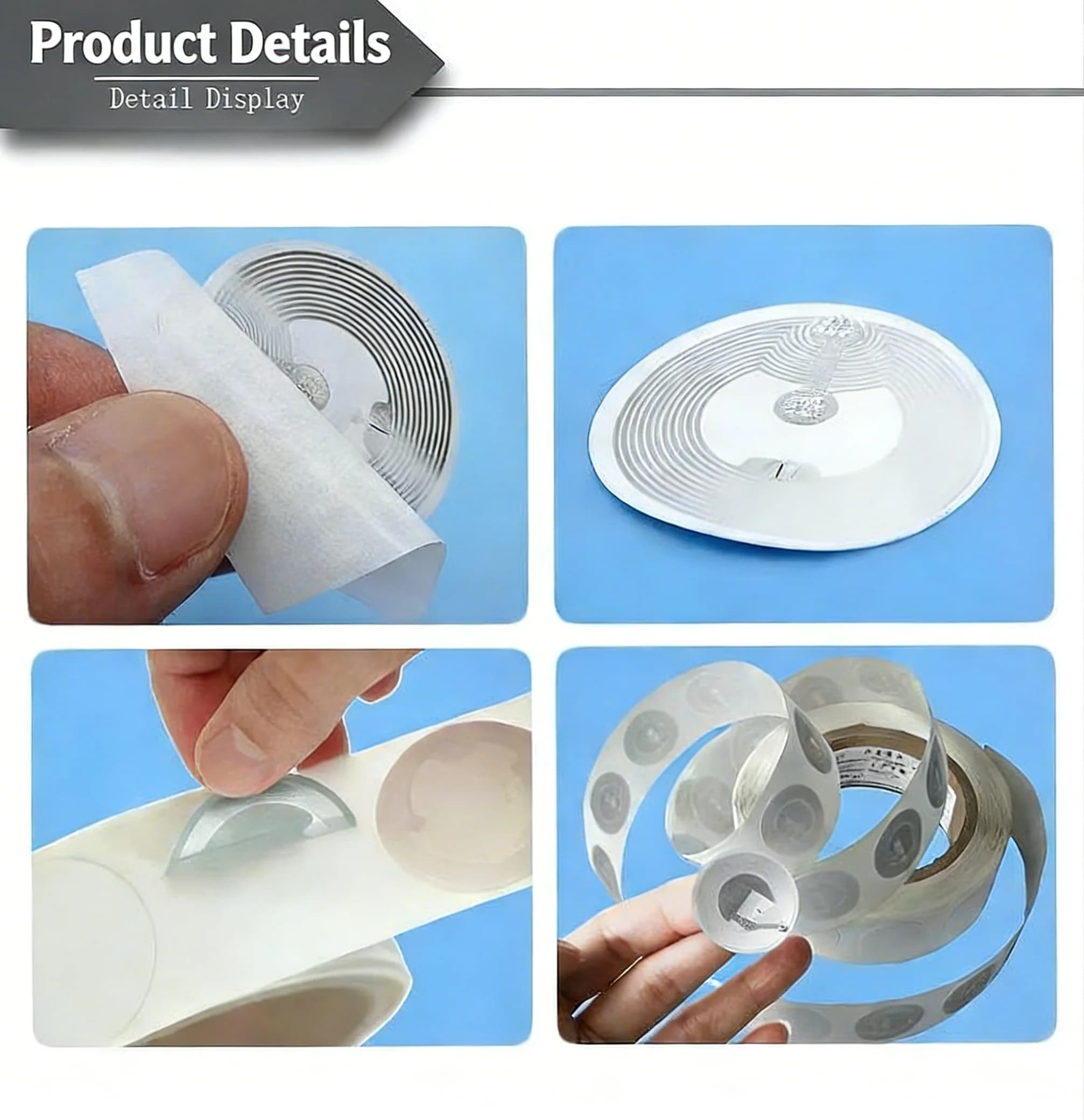 Etichetta adesiva autoadesiva NFC Ntag215 13,56 MHz ISO14443A Etichetta adesiva bianca universale 215 RFID disponibile per telefono