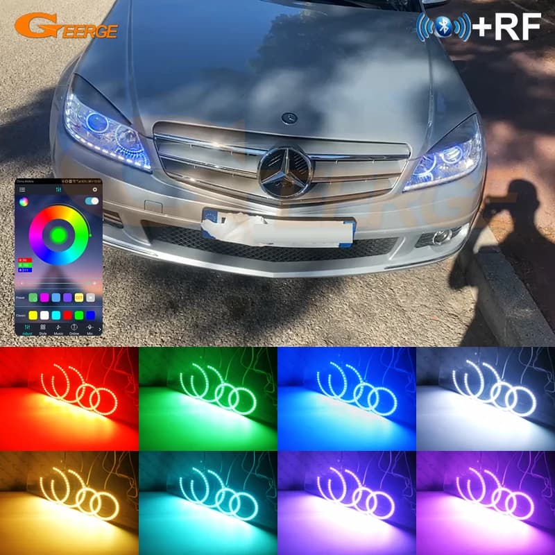Per MERCEDES BENZ Classe C W204 C300 C350 C63 2007 - 2009 2010 2011 APP Bluetooth Multi Colore RGB LED Angel Eyes Kit Halo Anelli