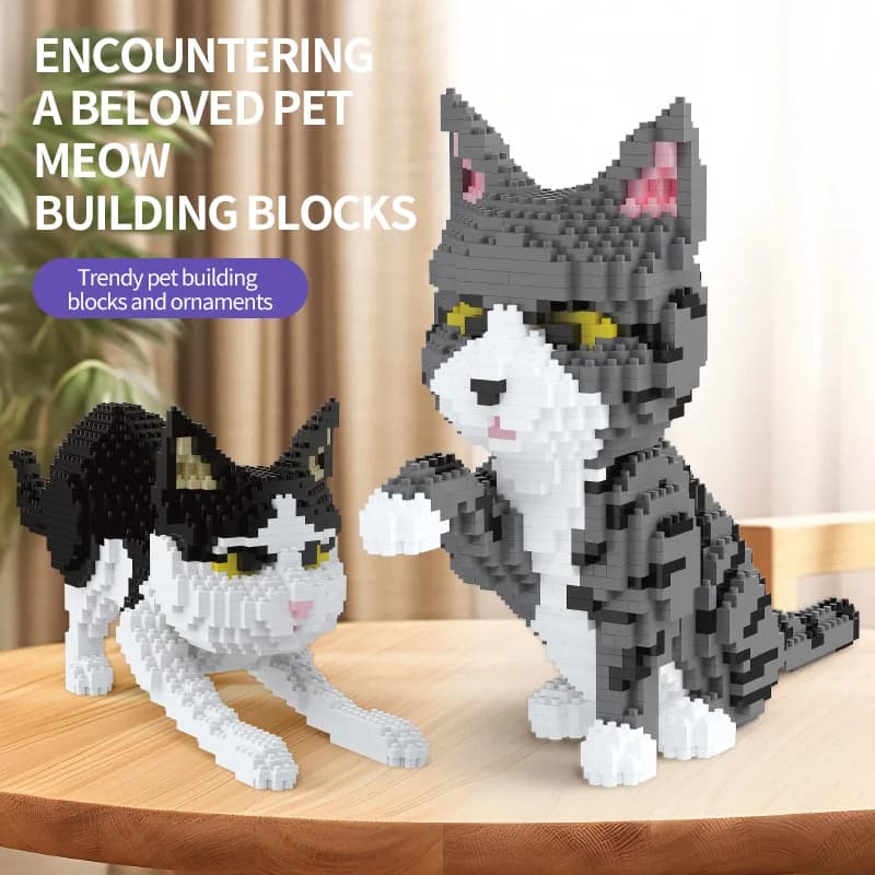 DIY Dog And Cat Cartoon Building Blocks Brick Educational 3D Model Toy DIY Office Desk Decoration Perfect Birthday Gifts