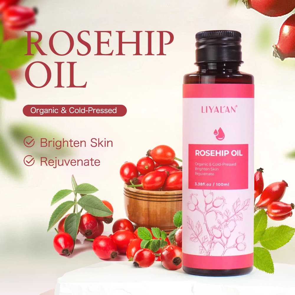 100ml Olio di rosa canina Illumina Firm Ringiovanire la pelle Dissolvenza Macchie scure Idratare Nutrire i capelli Essenza di semi di rosa canina pura Cura della pelle