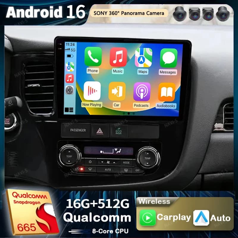 Android 16 For Mitsubishi Outlander 3 GF0W GG0W 2012-2018 2K QLED Android Car Radio Multimedia Video Player GPS Stereo CarPlay