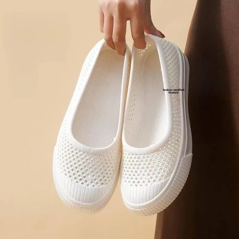 Sandali infradito da infermiera da donna, comodi, con suola morbida, scarpe da viaggio, zoccoli in plastica slip-on, traspiranti, casual, con punta tonda e tacco medio