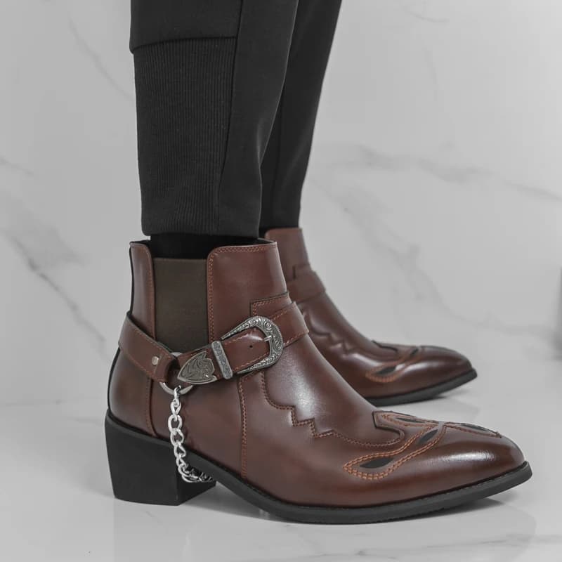 Stivaletti da Uomo con Punta Affusolata, Design Britannico, Scarpe Casual Trendy Stile Punk Rock
