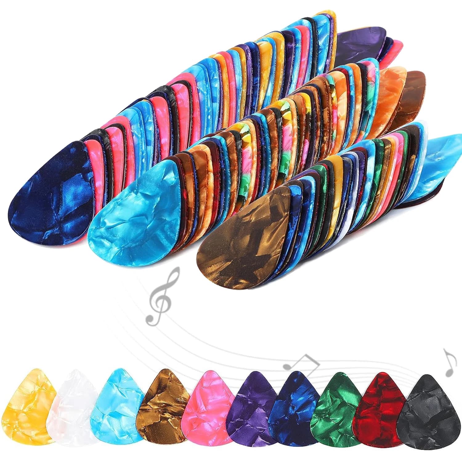 5~100PCS 0.46mm Celluloid Guitar Picks – Thin Flexible Tortoise Shell & Mixed Color Plectrums for Strumming & Practice TMZ