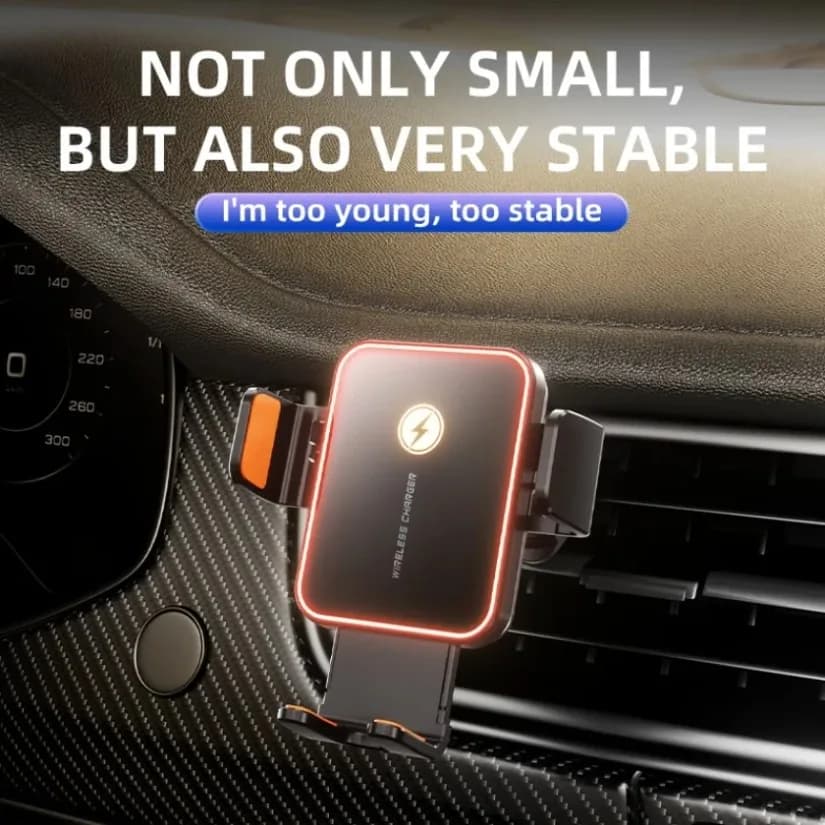 Mini Wireless Charger for Auto with Automatic Lock, Intelligent Sensor, Quick Charging 15W, Phone Support for iPhone 17 16 15 14 13 12 Samsung
