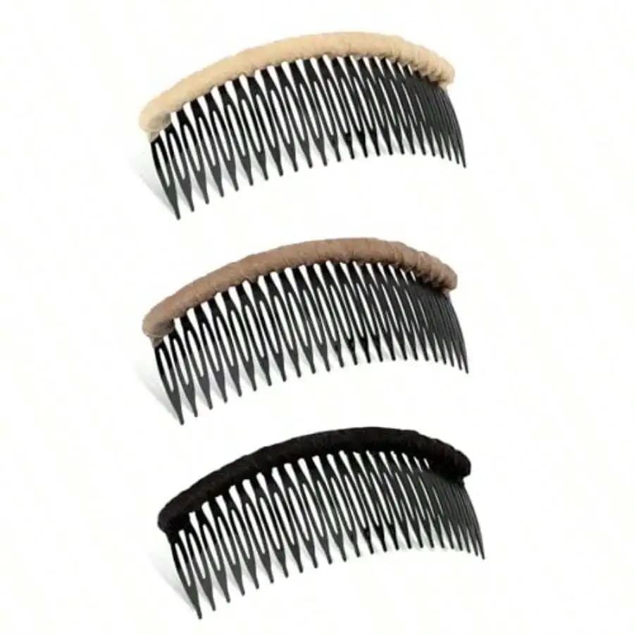 3 pettini per capelli curvi grandi in stile francese per donna, accessori antiscivolo per acconciature a chignon, toni neutri