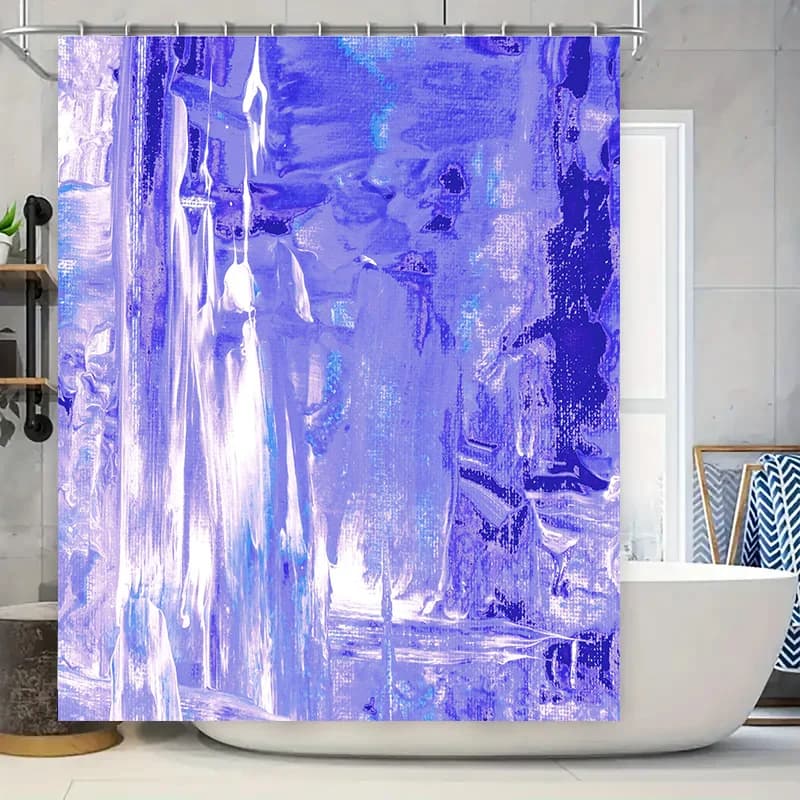 Tenda da doccia floreale blu Decorazioni per la casa Tappeto da bagno impermeabile Tappetino Accessori per la decorazione del bagno 240x180 cm (Viola)