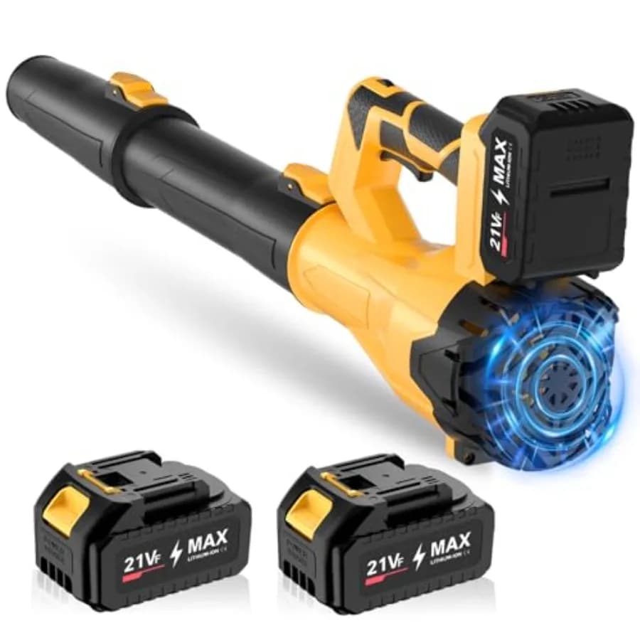 Cordless Leaf Blower Electric Leaf Blower with Battery and Charger 2×4.0Ah Batteries 6 Speed Modes 21V Powerful Lightweight Han
