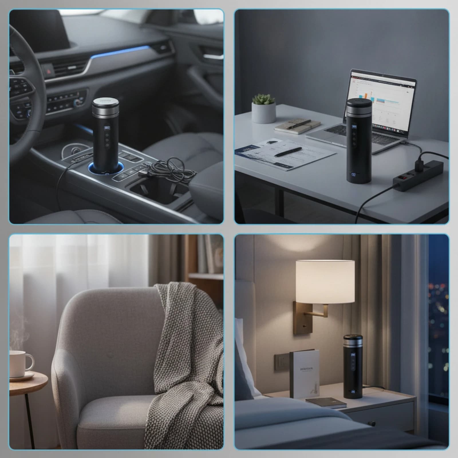 Electric Heating Cup Digital Car Electric Heating Mug Travel Kettle Portable Stainless Steel for Commuters, Office