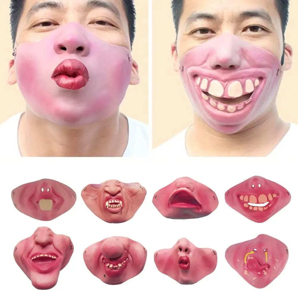 Maschera Divertente per Adulti in Lattice, Mezza Faccia da Clown Spaventoso, per Feste in Maschera e Decorazioni
