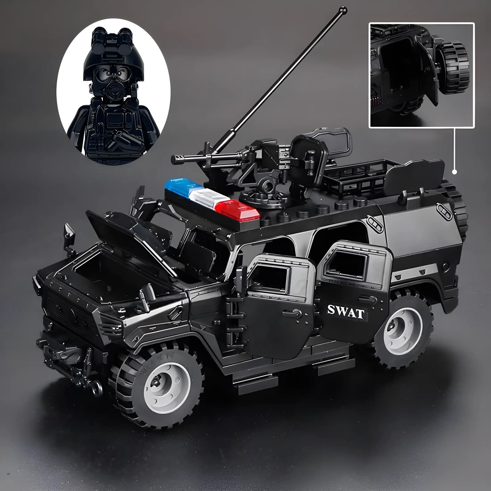 Modellini Militari Armi Moderne Forze Speciali Veicoli Corazzati Jeep Armi Polizia SWAT Gangster Soldati Blocchi da Costruzione Giocattolo