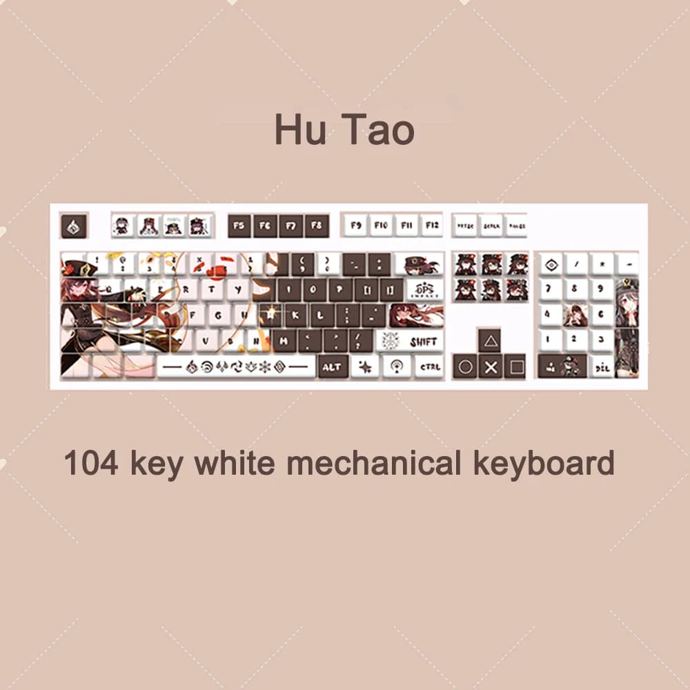 3 mode F104 Mechanical Keyboard Genshin Impact Game Customization 2.4G TypeC USB PBT Keycaps Tea Switch Wired Computer Keyboard