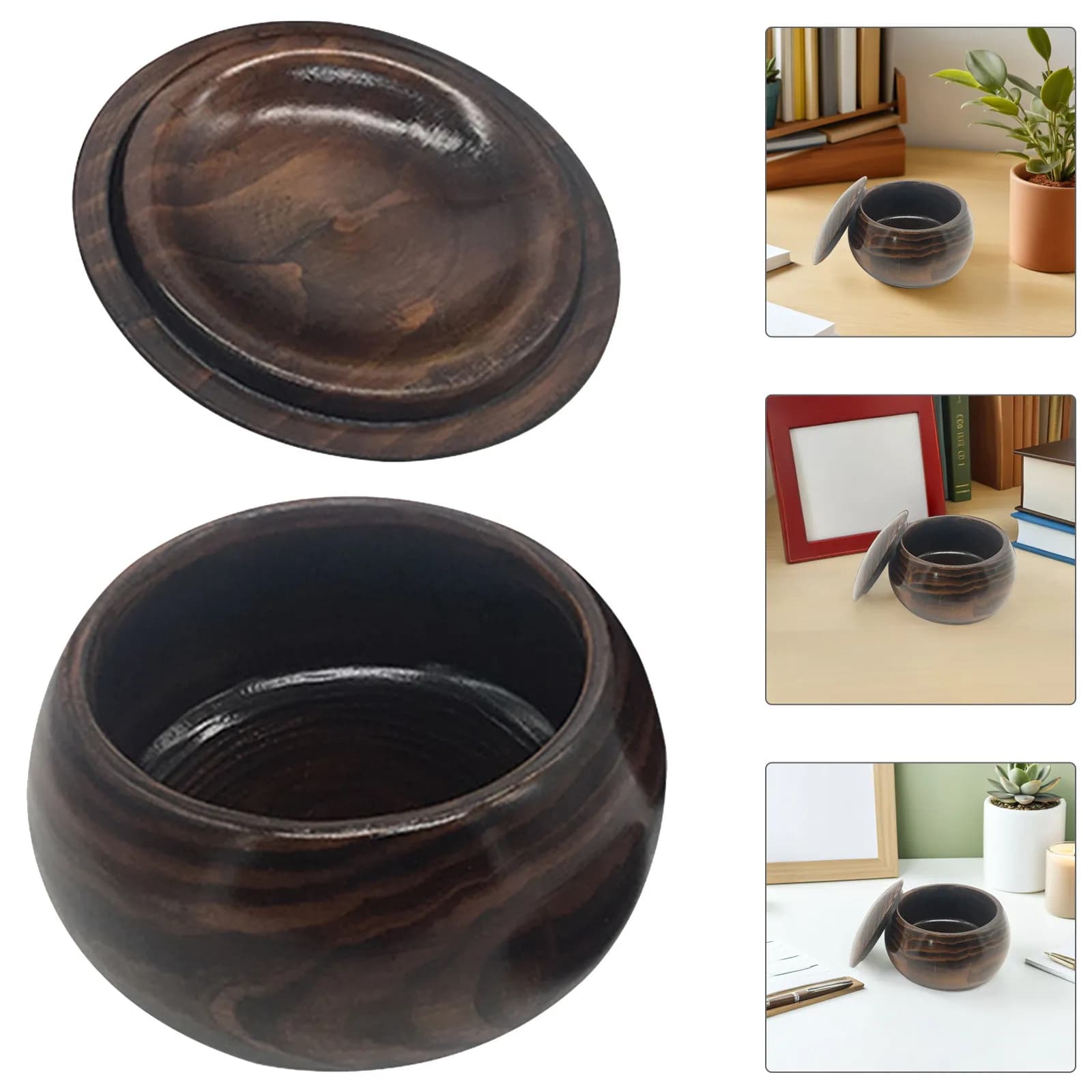 Contenitore in Legno Naturale per Pezzi degli Scacchi, Piccolo Contenitore con Coperchio per Pezzi Professionali del Gioco Go, Scatola per Scacchi