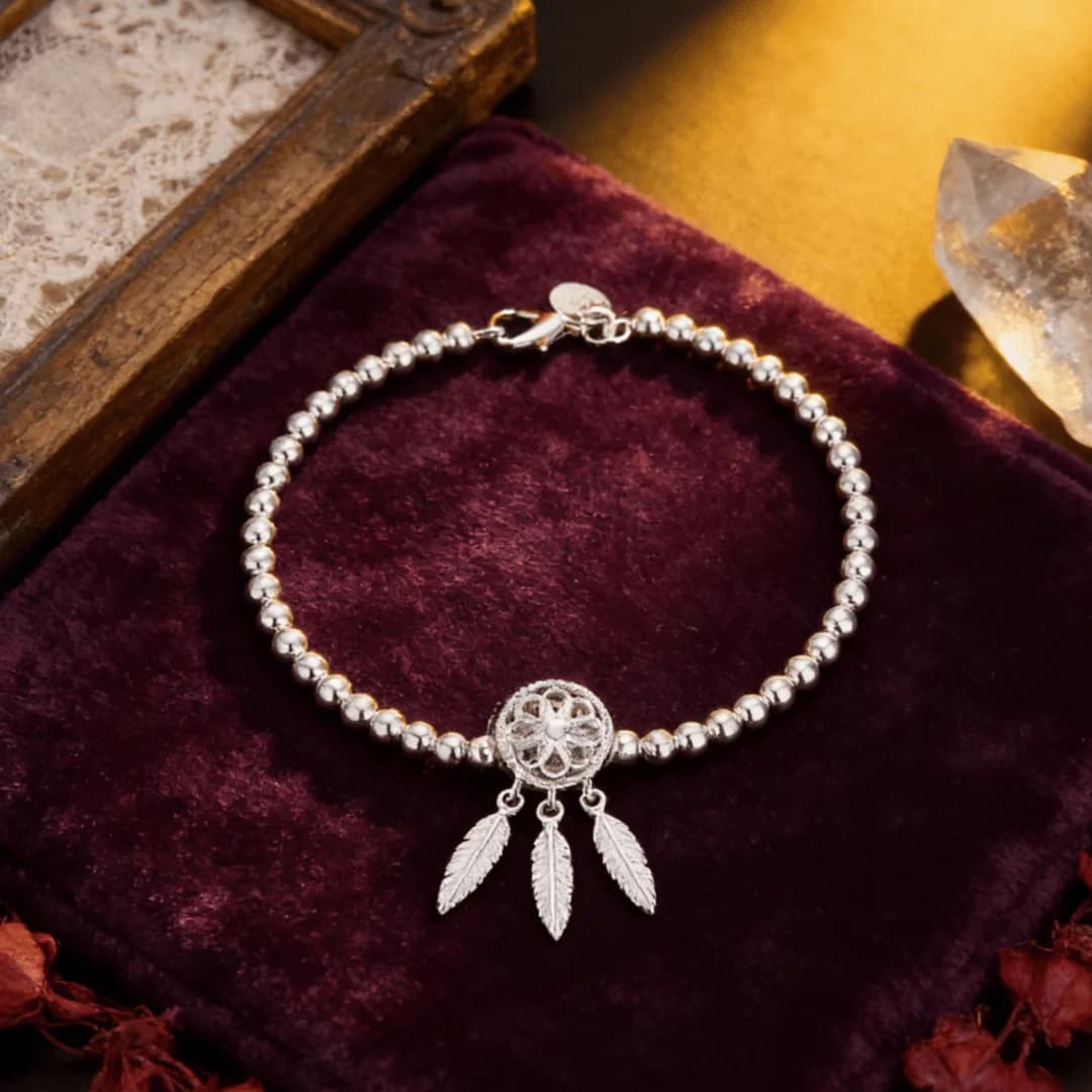 Bracciale Acchiappasogni Squisito in Argento Sterling 925, Gioiello alla Moda per Donna, Regalo di Compleanno, per Feste, Matrimoni e Fidanzamenti