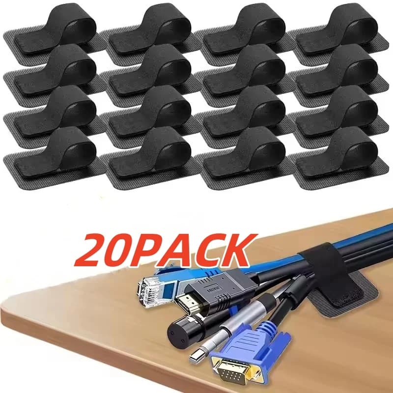 4/20Pcs Reusable Self-Adhesive Cable Ties Adjustable Hook Loop Wire Organizer Straps for Home Office Desk Cord Management